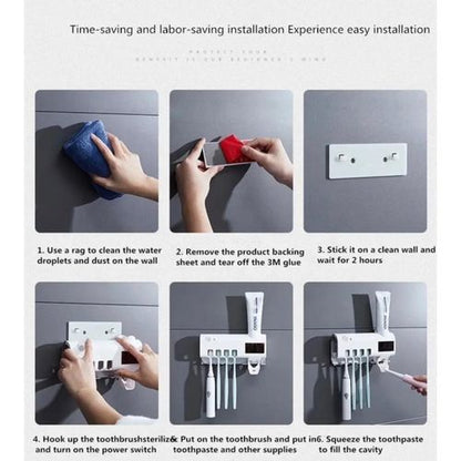 PureSmile – Porte-Brosse à Dents Stérilisant & Distributeur Automatique